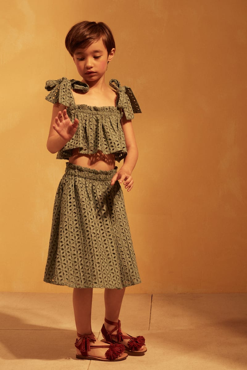11114 - Tuchinda SS18 collection - Lulu Top - Iceberg Green - 14073 - Jordana Skirt - Iceberg Green - Lifestyle 3